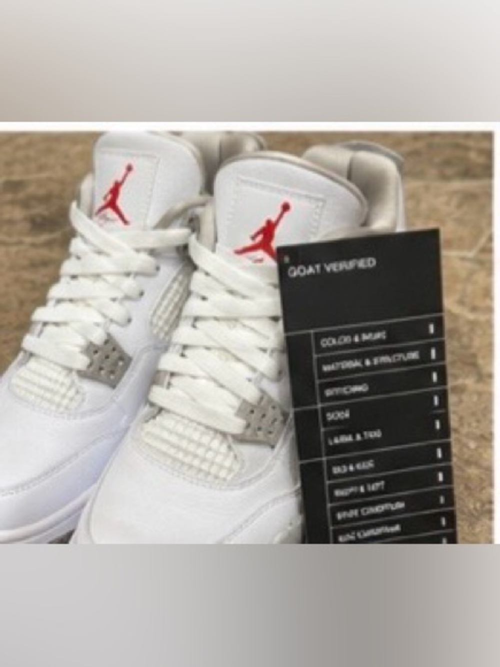 Nike AirJordan 4 Retro GS White Cement Sz 4Y Youth Sneakers GOAT Verified w/ Box - Picture 9 of 12